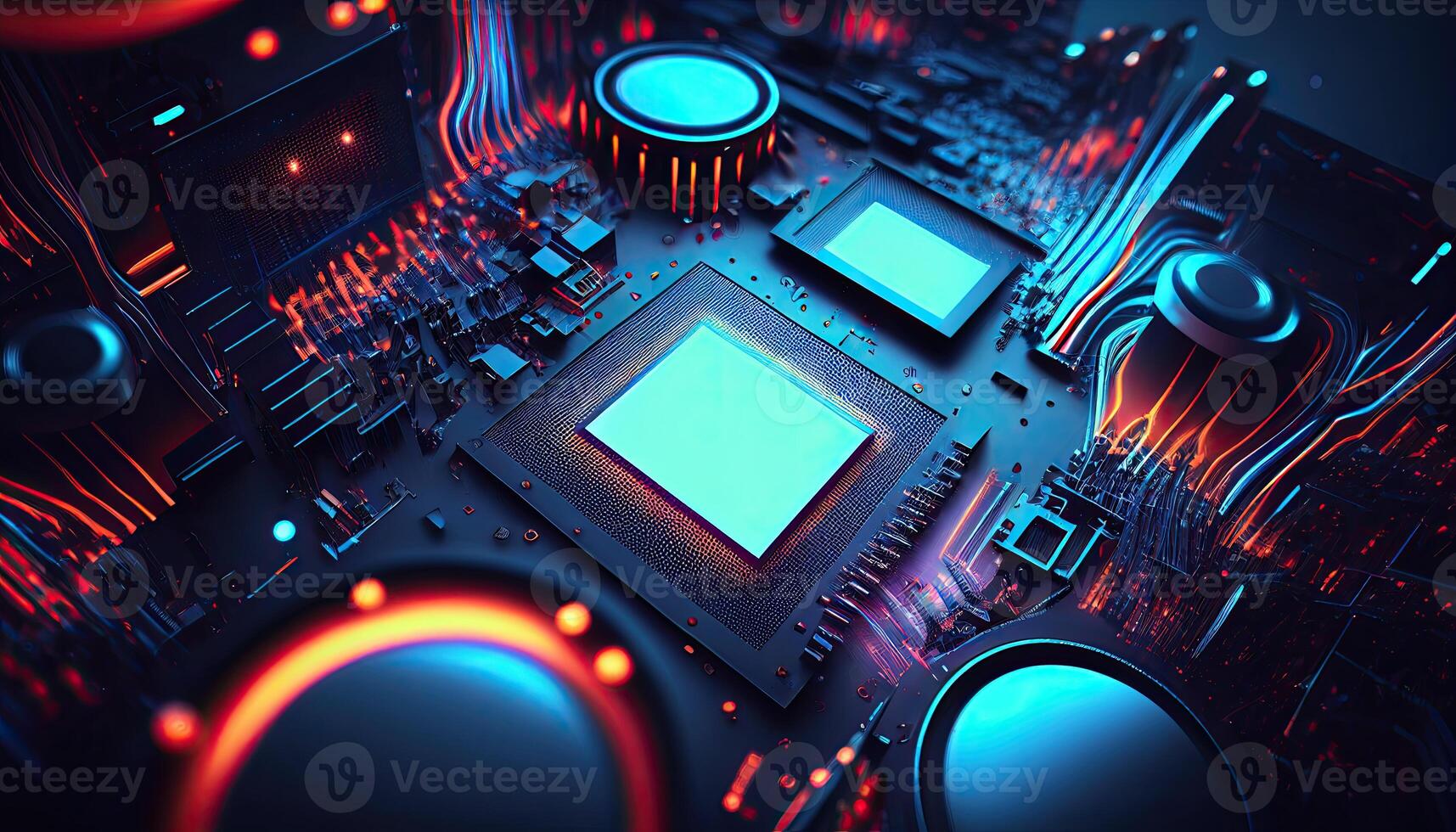 abstrato tecnologia fundo, lasca o circuito CPU placa mãe ilustração, digital pano de fundo generativo ai foto