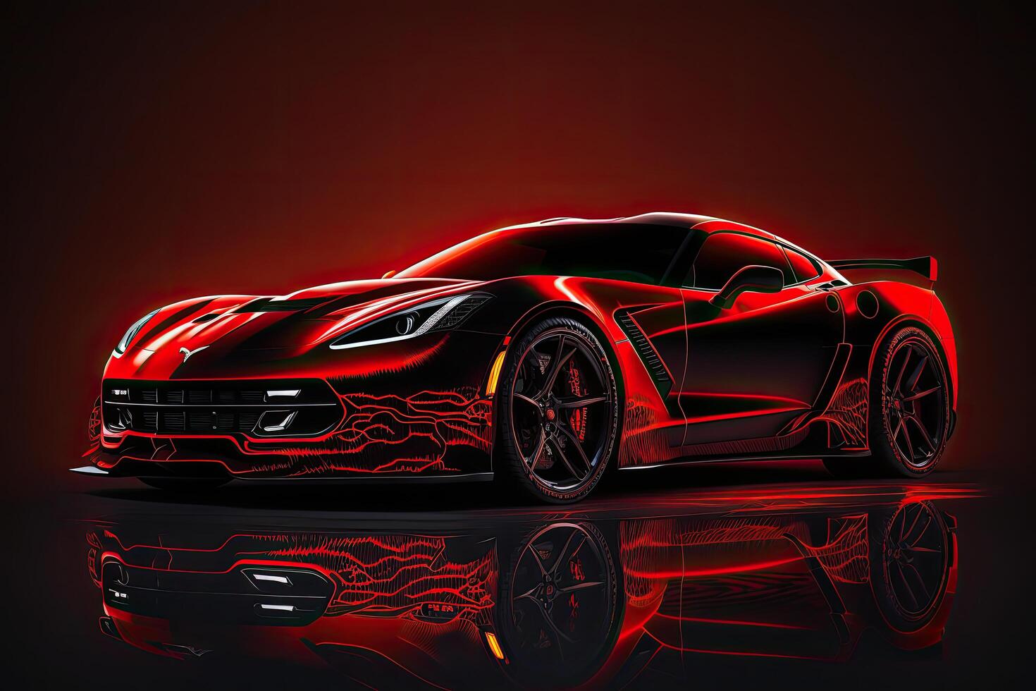 vermelho esporte carro. ilustração ai generativo foto