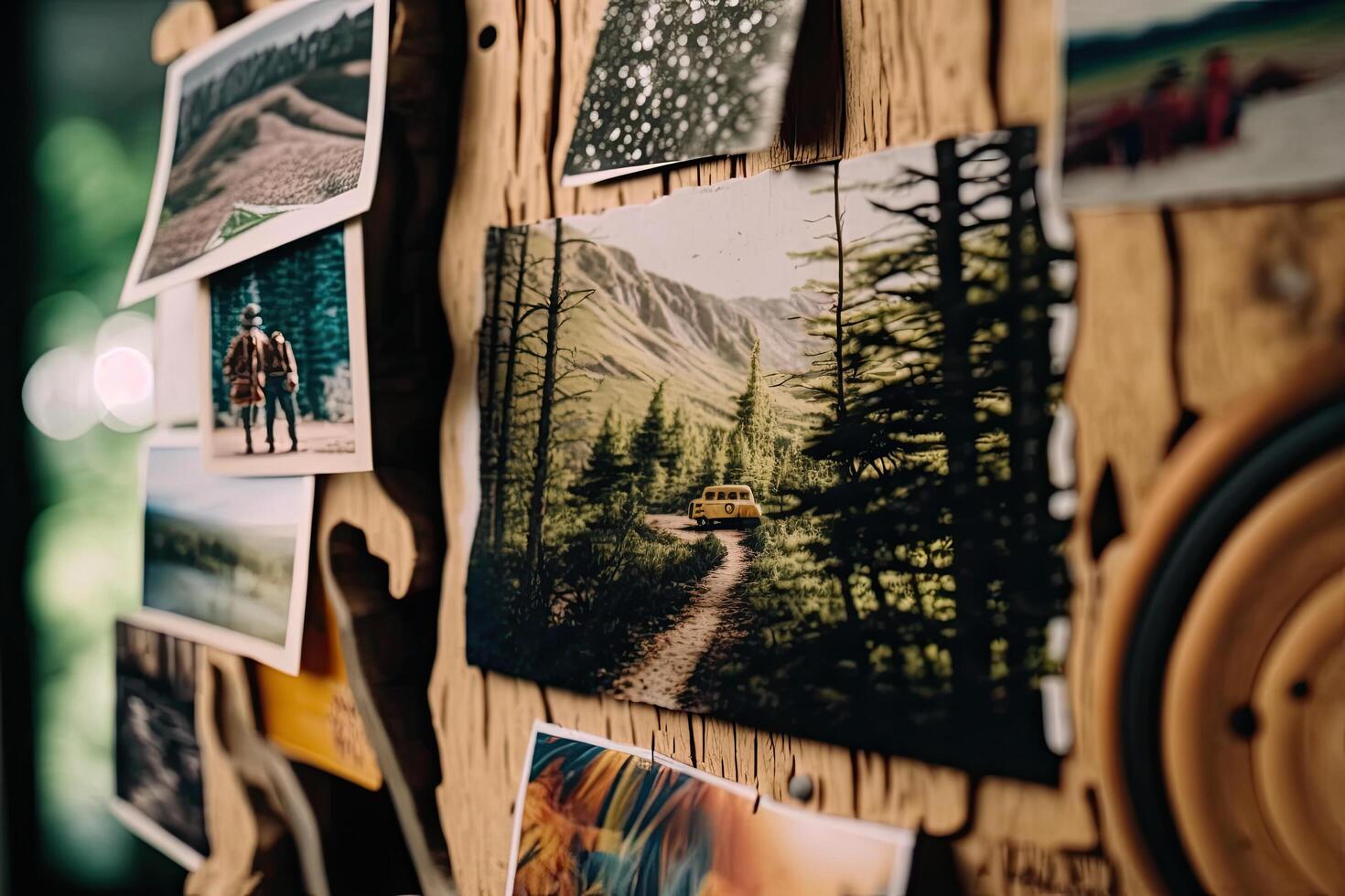 abstrato pano de fundo do itinerário e viagem em meio a grande madeira. ilustração ai generativo foto