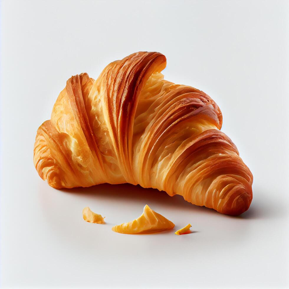 fresco cozinhou amarelo croissant. ilustração generativo ai foto