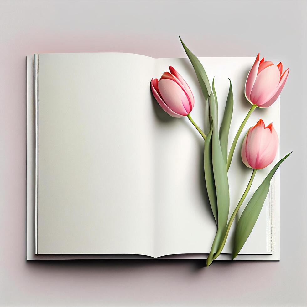 página com Rosa tulipa flores ilustração generativo ai foto