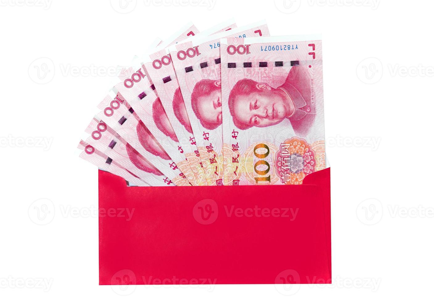 yuan ou rmb, chinês moeda com vermelho envelope foto