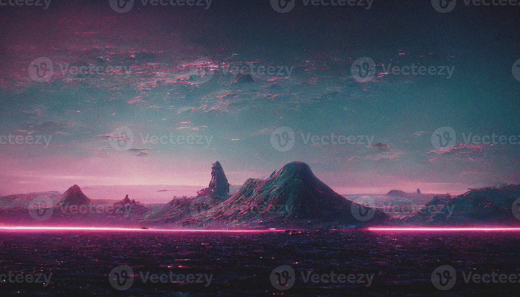 abstrato retro futurista synthwave panorama ai gerado foto