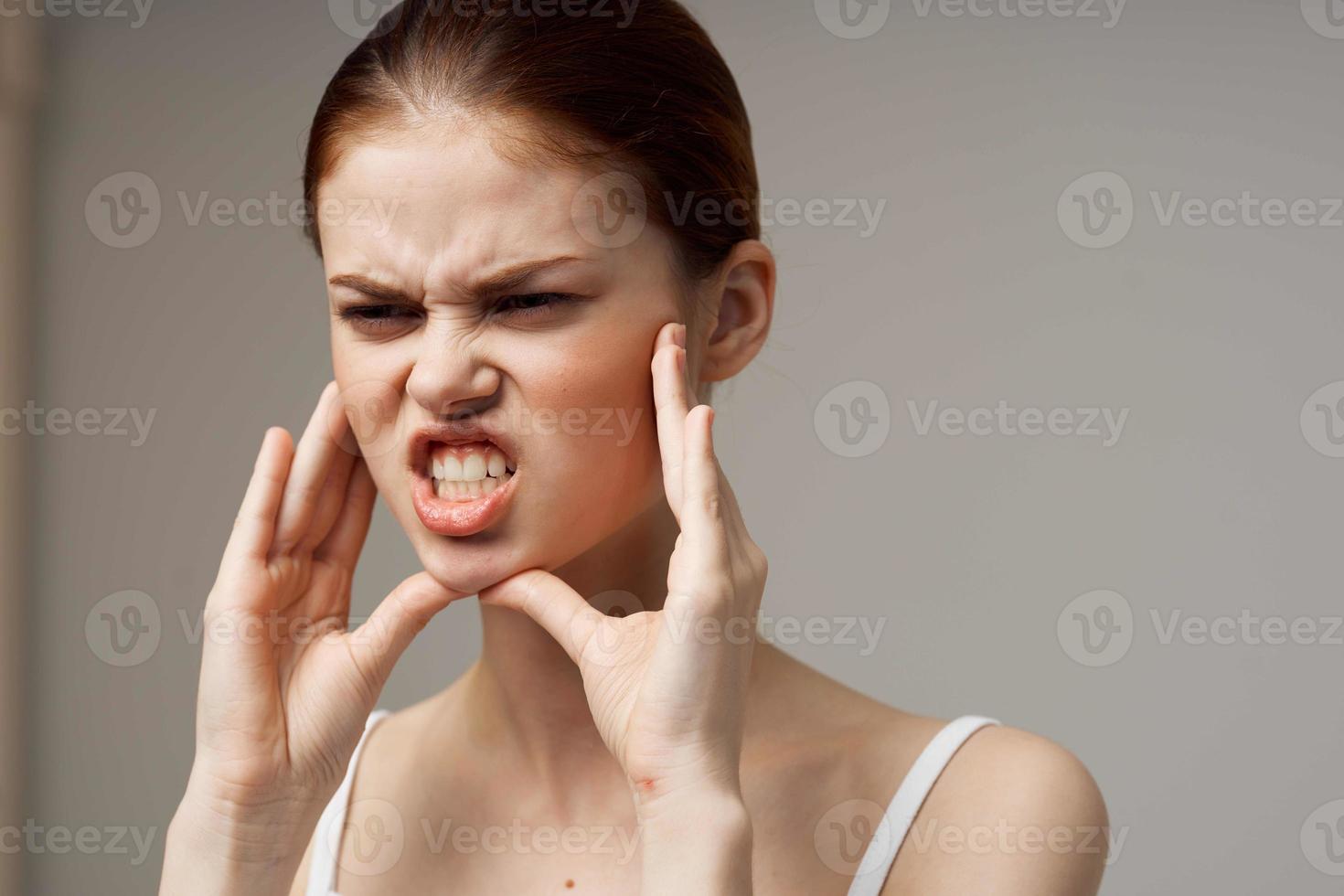 mulher odontologia dental dor fechar-se estúdio tratamento foto