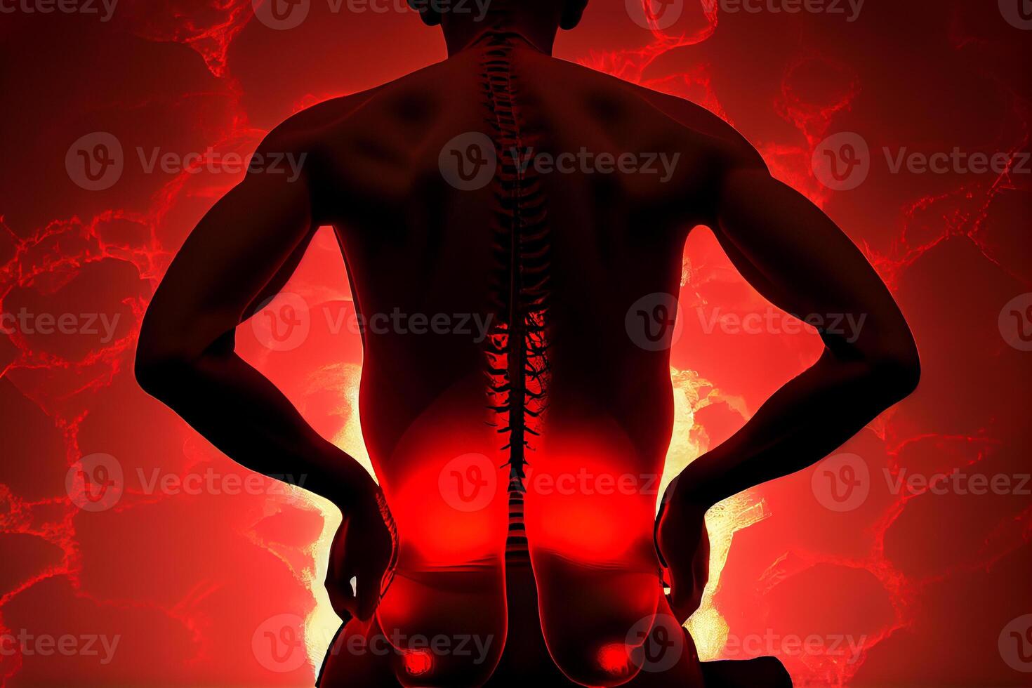 dor dentro a lombar coluna vertebral ilustração generativo ai foto