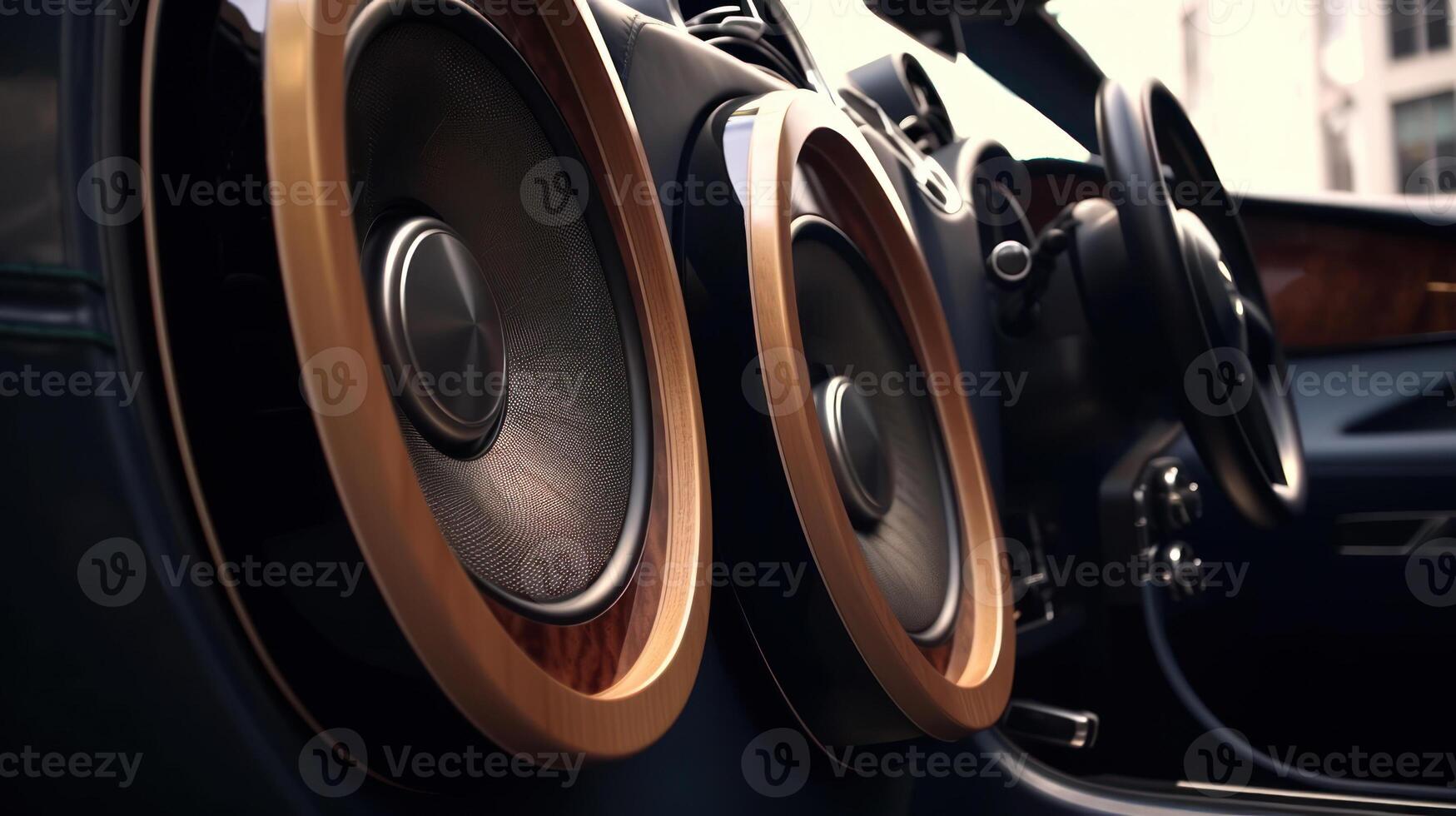 carro audio sistema caixas de som, graves música dentro a carro generativo ai foto