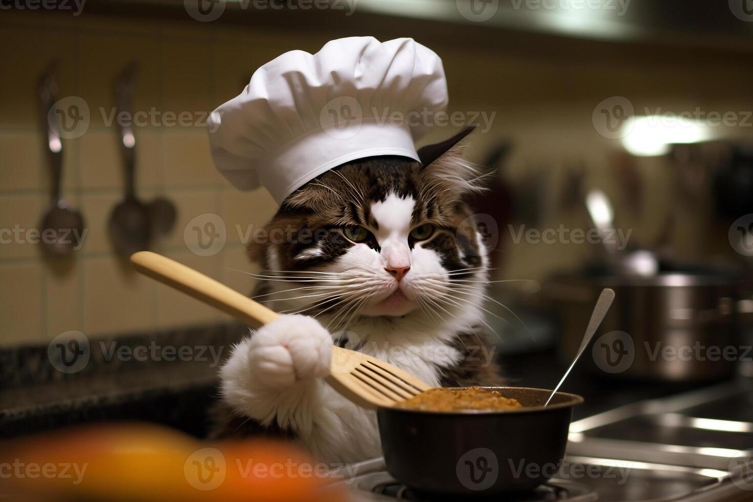 cozinhar gato dentro a cozinha generativo ai foto