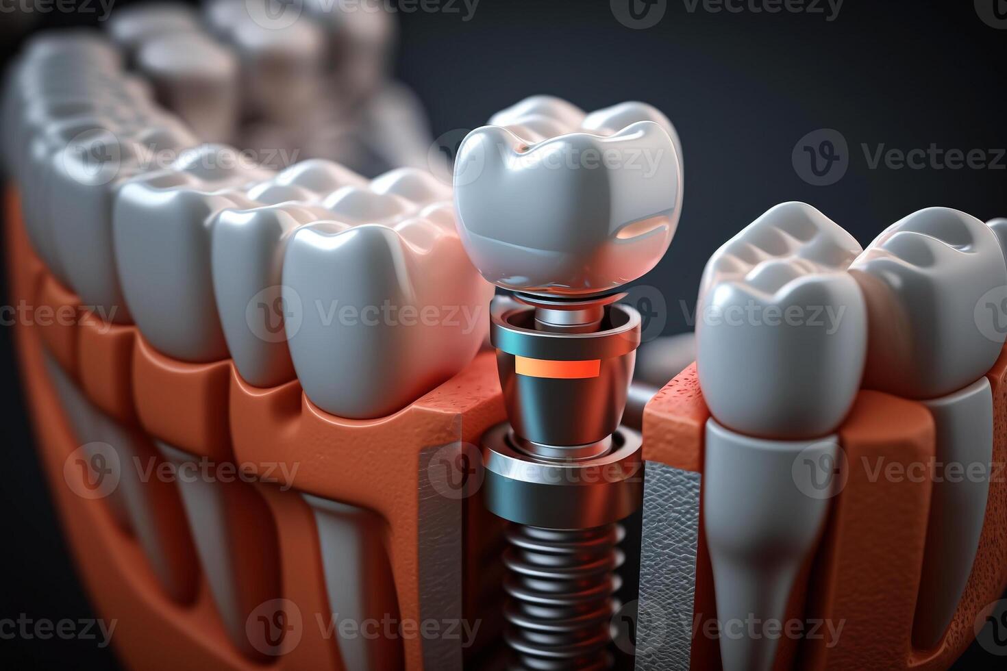 instalação do uma metal PIN para uma dental implantar ilustração generativo ai foto