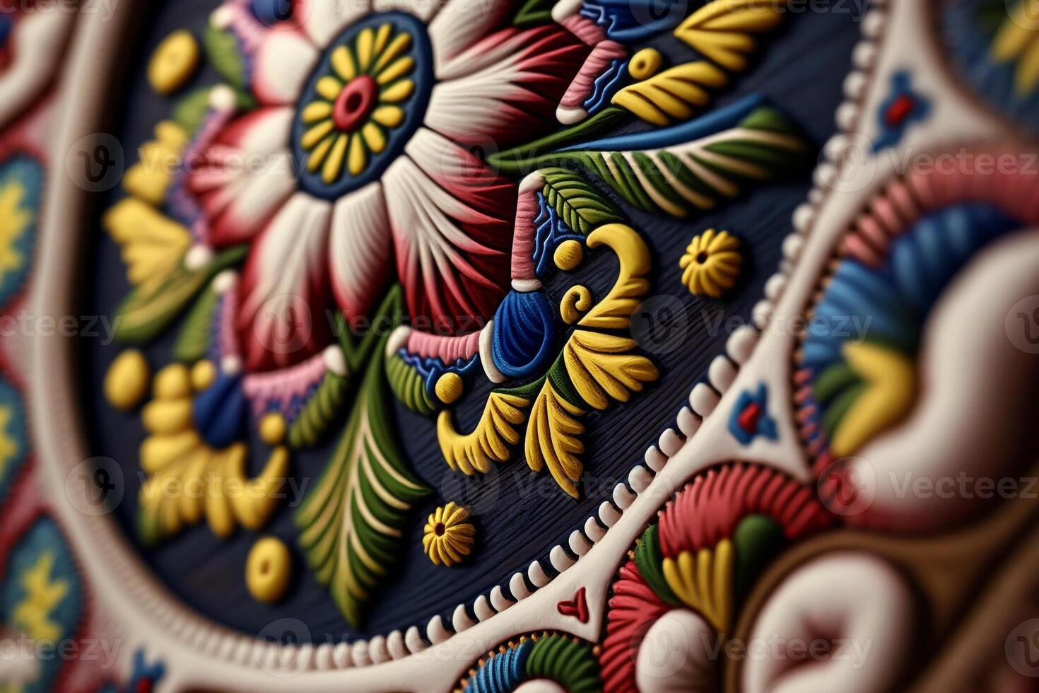 ucraniano vyshyvanka, feito à mão bordado em tecidos com colori padrões generativo ai foto