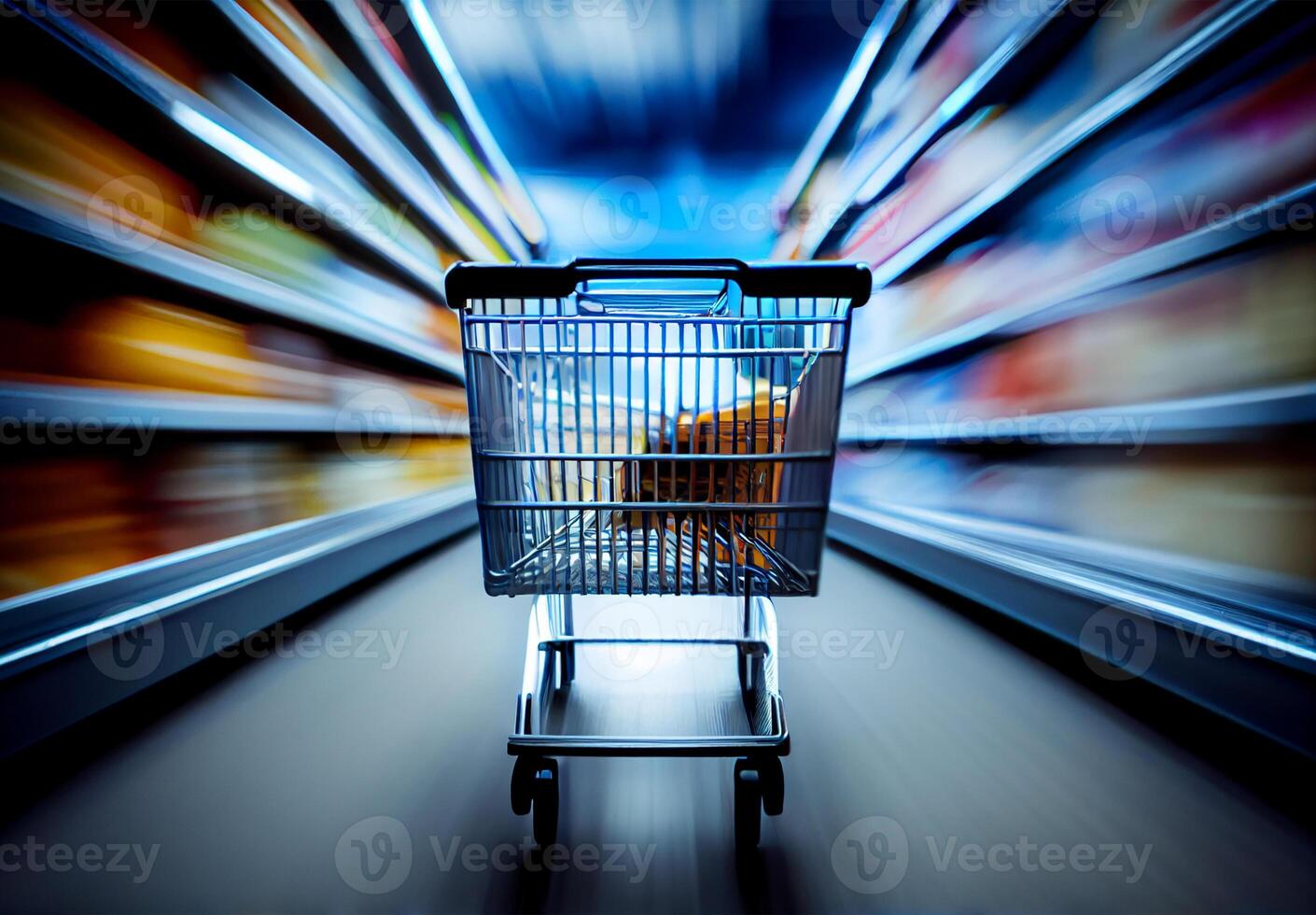 supermercado mercearia compras carrinho borrado fundo - ai gerado imagem foto