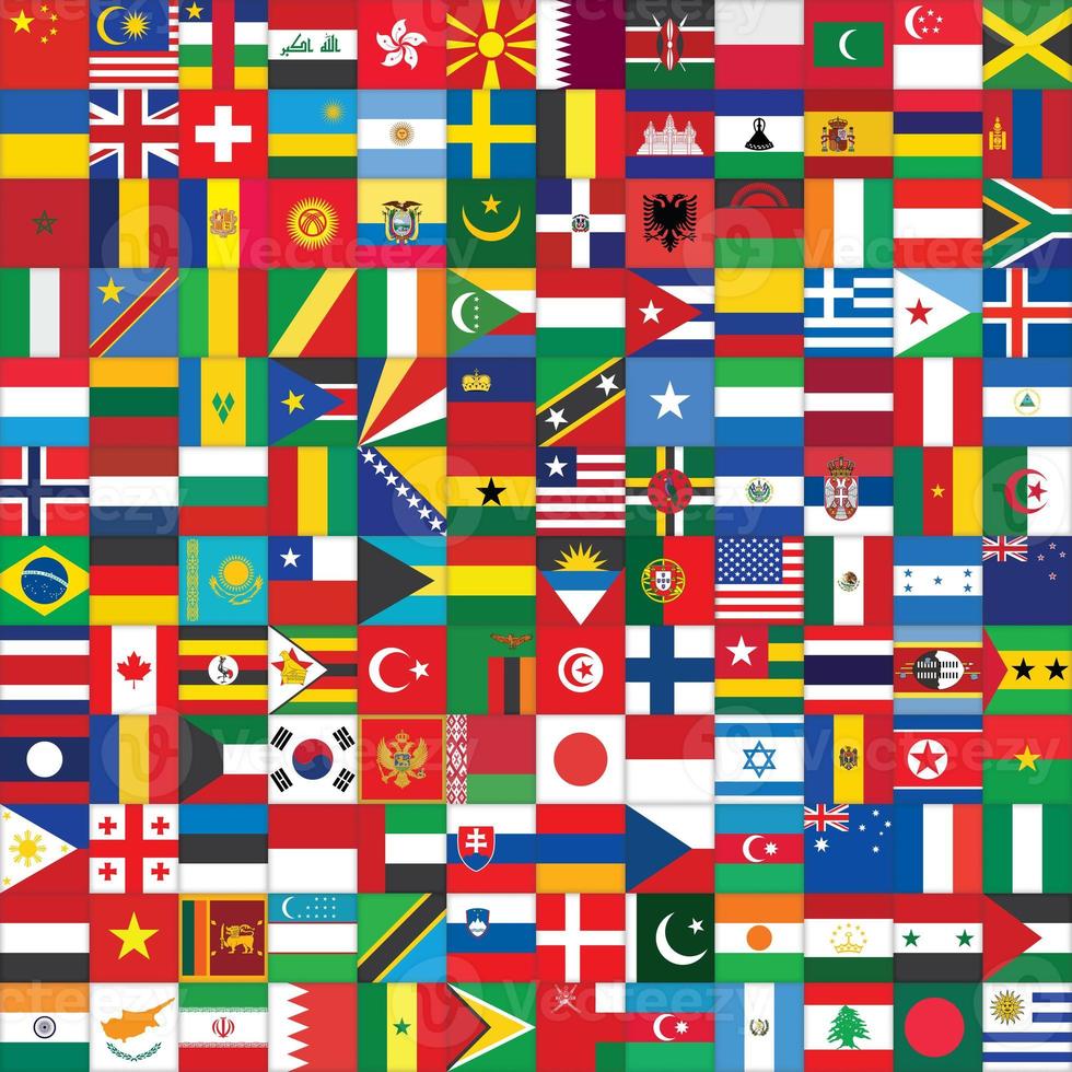 quadrado fundo com alguns do mundo bandeira ícones foto