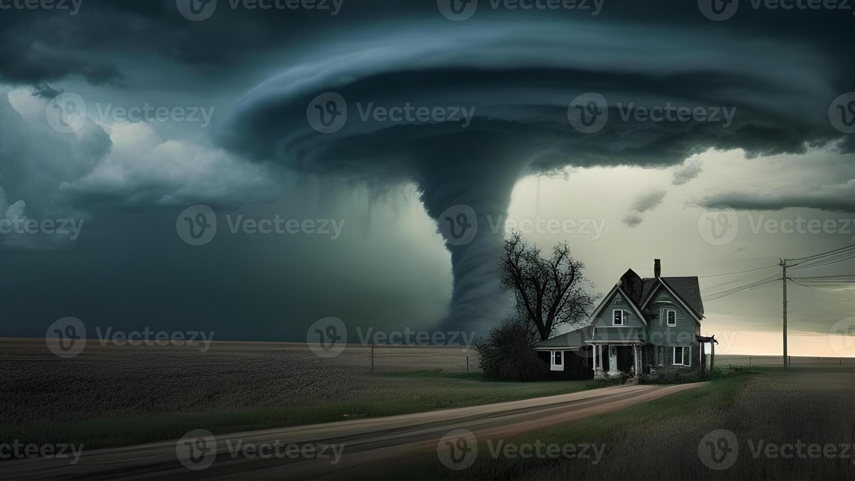 furioso tornado tempestade nuvens sobre a cidade ilustração Projeto. generativo ai. foto