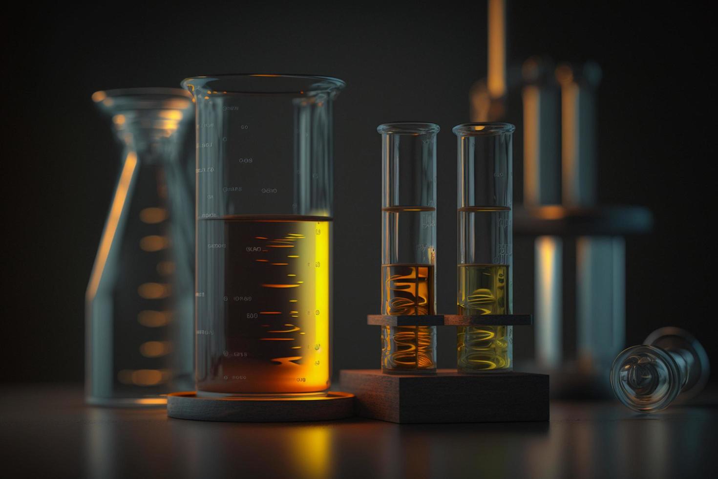 uma conjunto do científico equipamento, teste tubos para representar a campo do química ou pesquisa foto