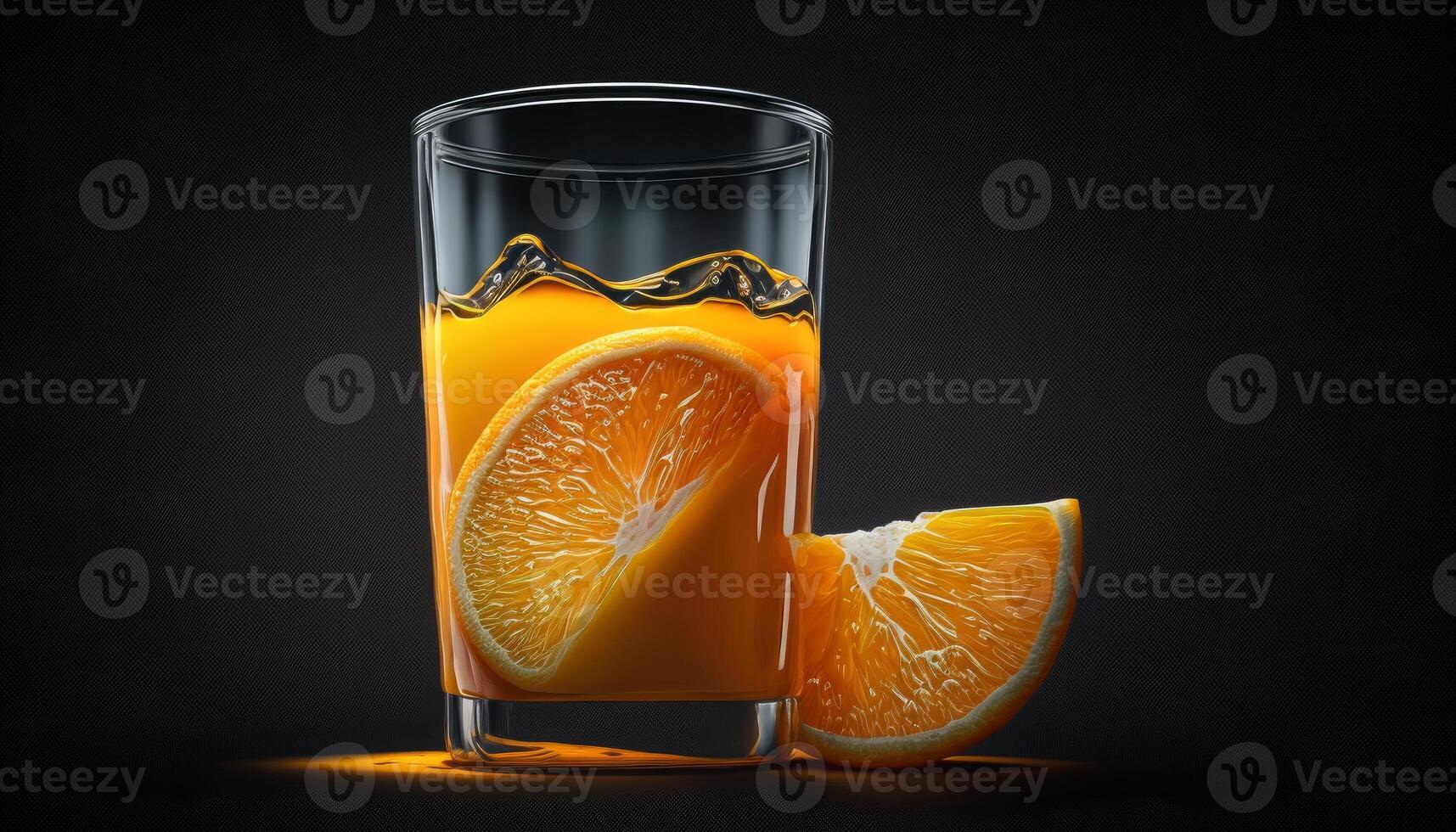 fresco laranja suco dentro a vidro em Sombrio fundo generativo ai foto