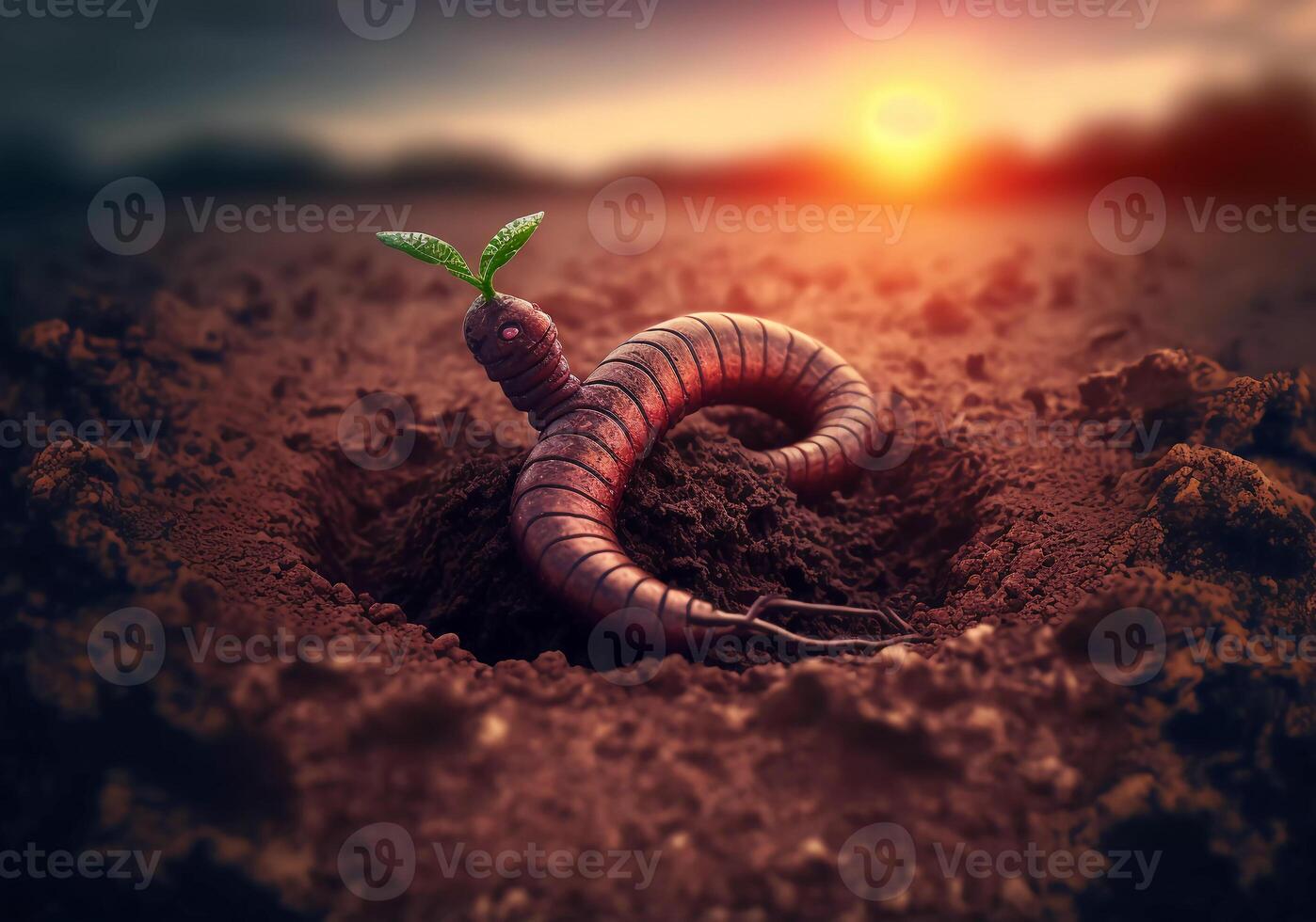 minhoca em terra. inseto para pescaria. ai gerado foto