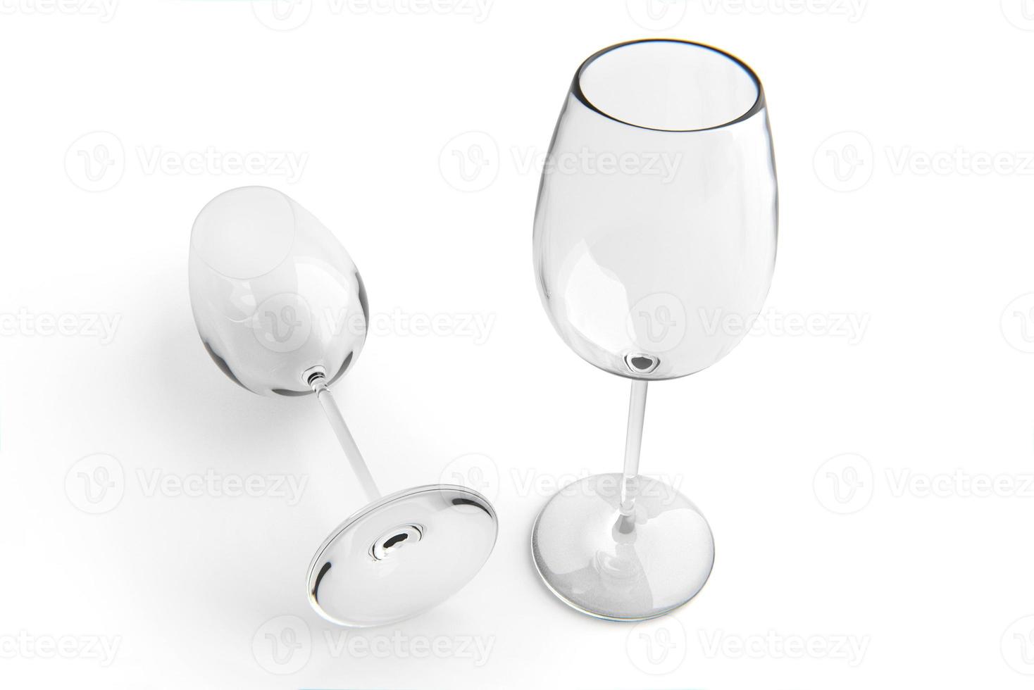 esvaziar vinho vidro em branco fundo. 3d render foto