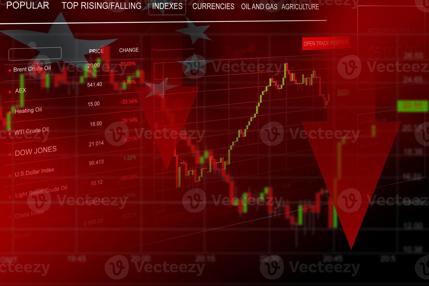 2020 crise gráficos em bandeira fundo foto