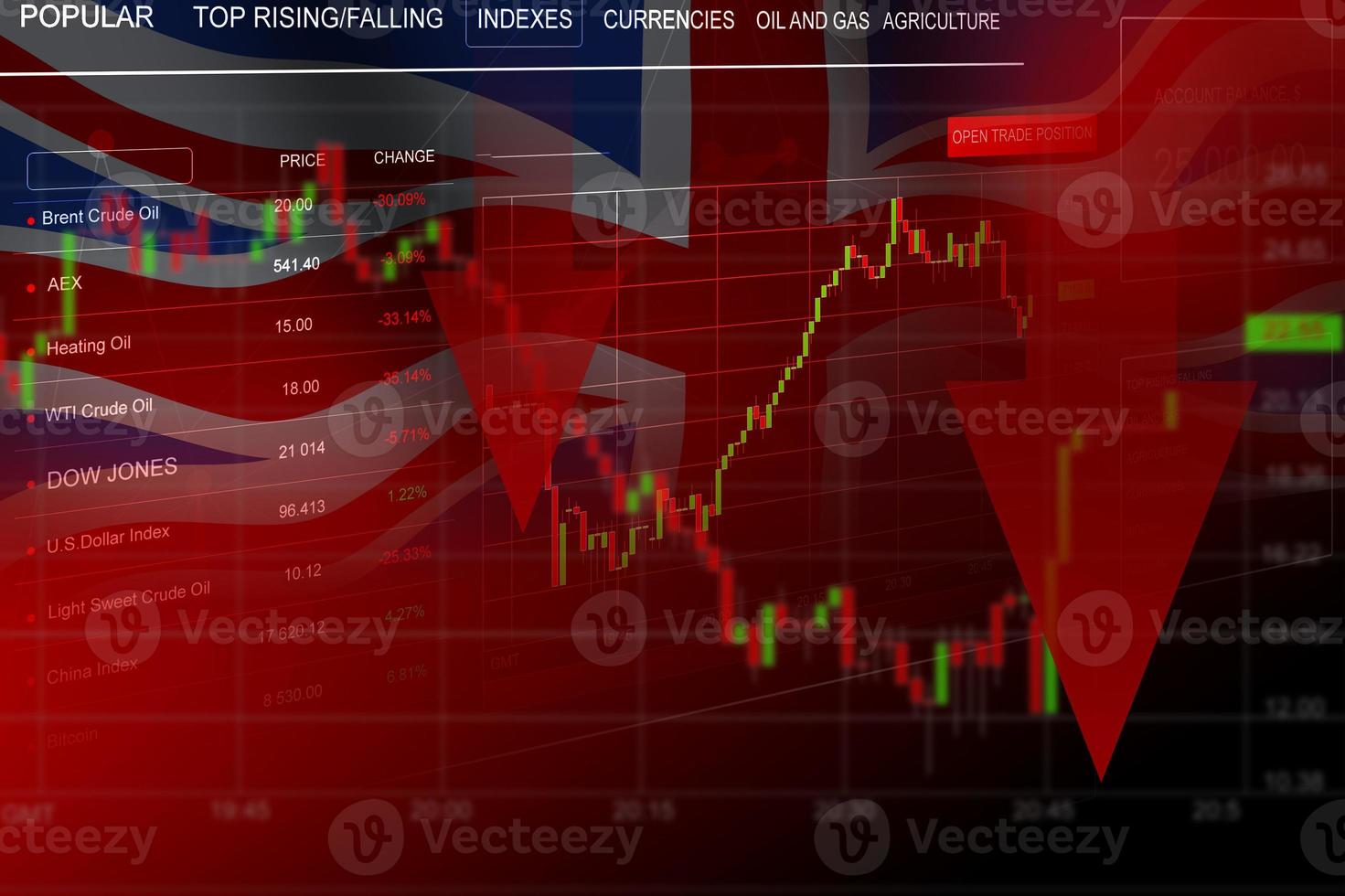 2020 crise gráficos em bandeira fundo foto