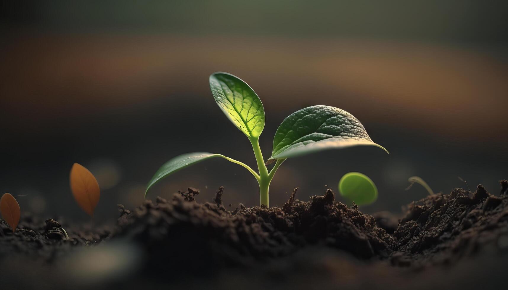 uma cena do agricultura e plantar crescimento é conjunto contra uma verde, embaçado pano de fundo. generativo ai foto