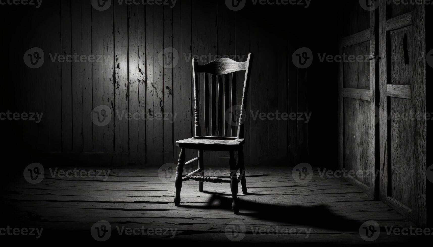 uma Sombrio cadeira solitário dentro a esvaziar quarto imagem generativo ai foto