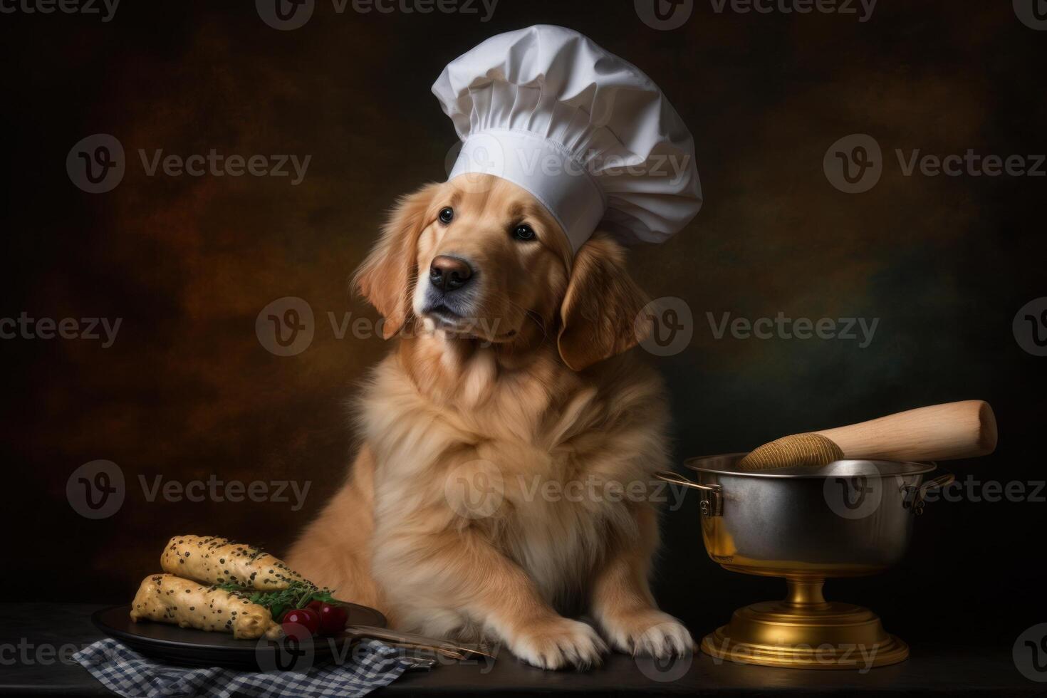 dourado retriever classicamente treinado chefe de cozinha cachorro generativo ai foto