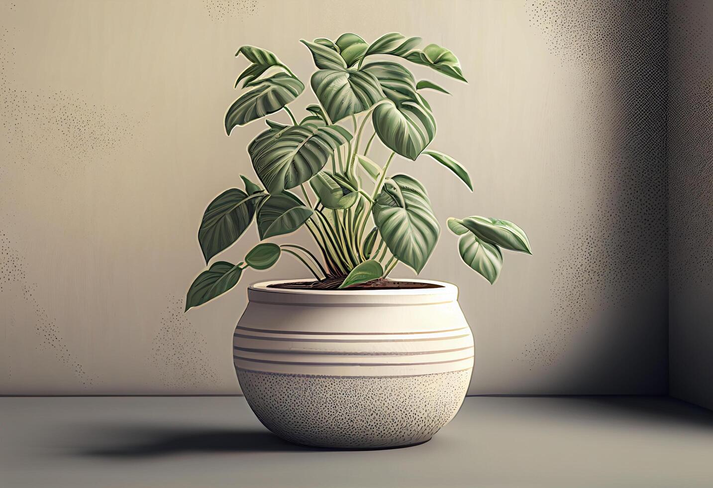 plantas de interior dentro uma Panela em uma branco fundo. 3d Renderização generativo ai foto