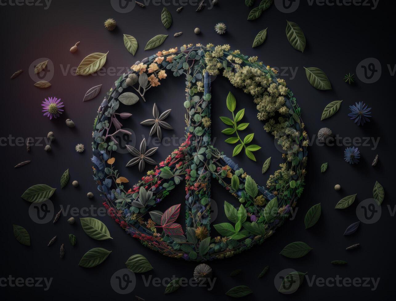 Paz símbolo fez de floral elementos criada com generativo ai tecnologia foto