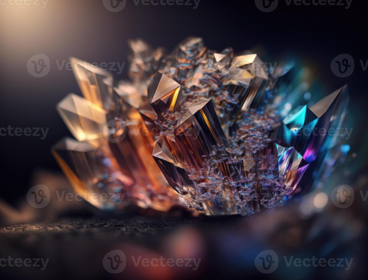 a sem fim fractais fez do translúcido multicolorido cristais natural pedra preciosa generativo ai tecnologia foto