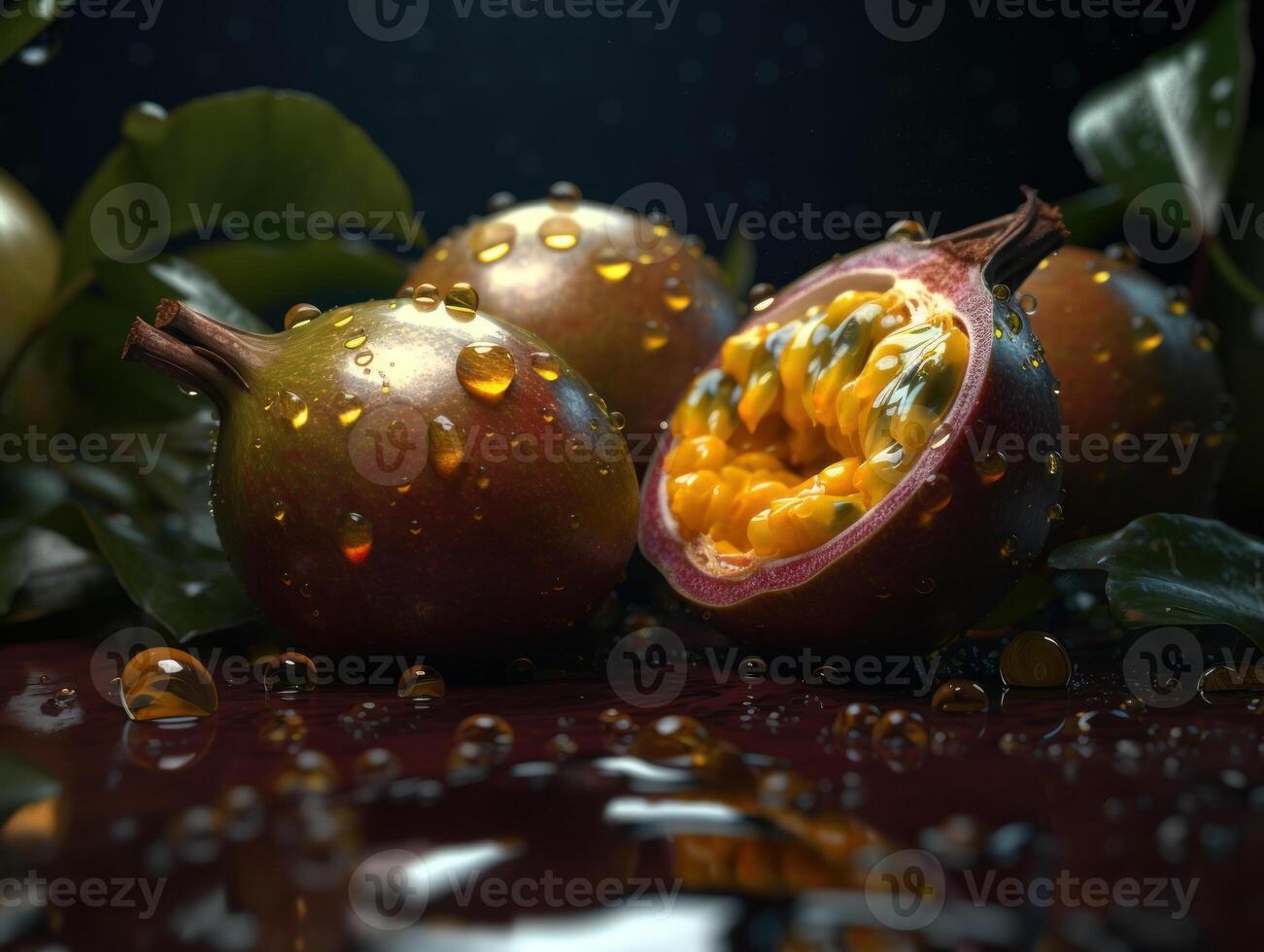 lindo orgânico fundo do recentemente escolhido paixão fruta criada com generativo ai tecnologia foto