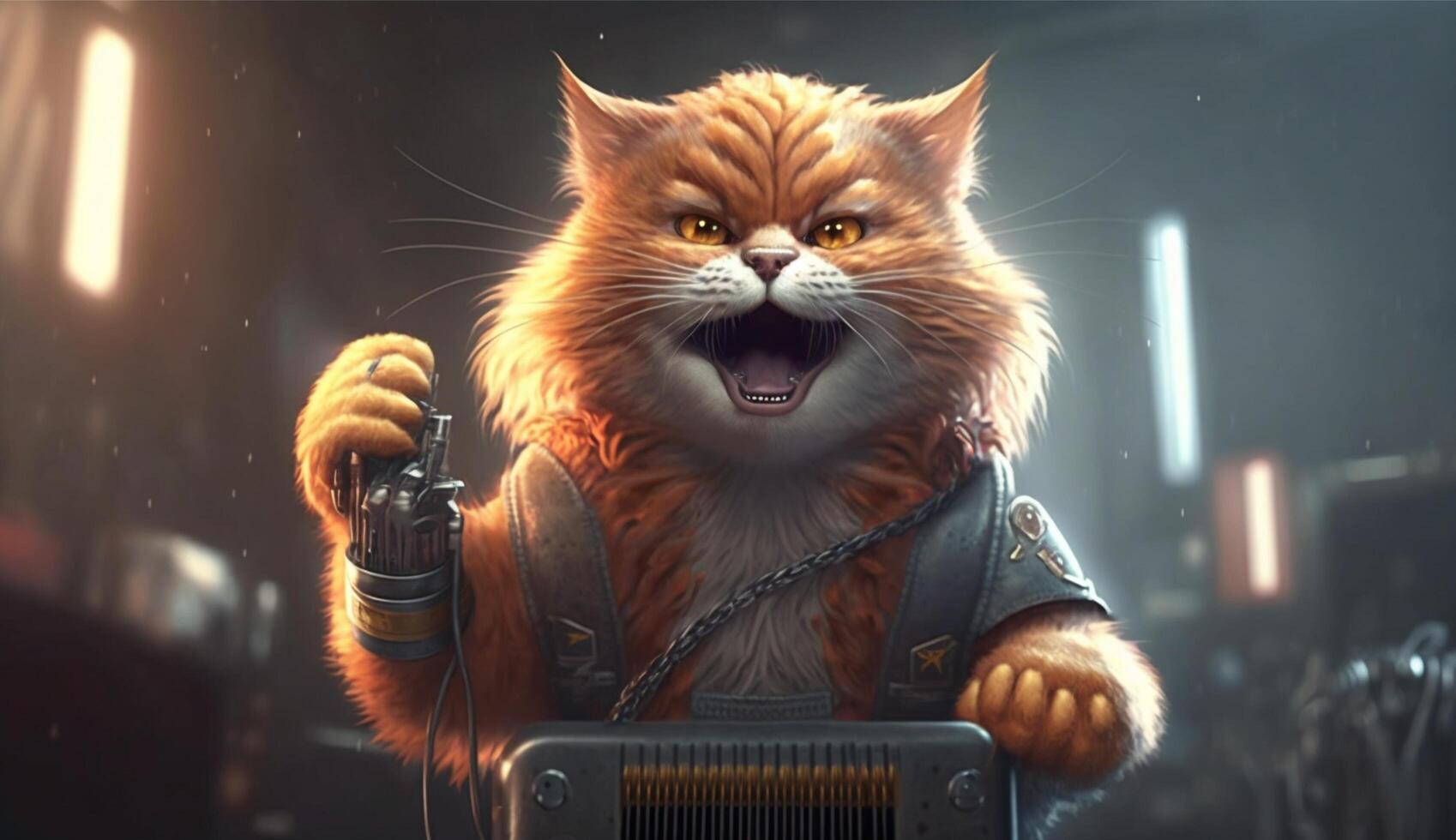 gengibre gato cantando metal musicai generativo foto