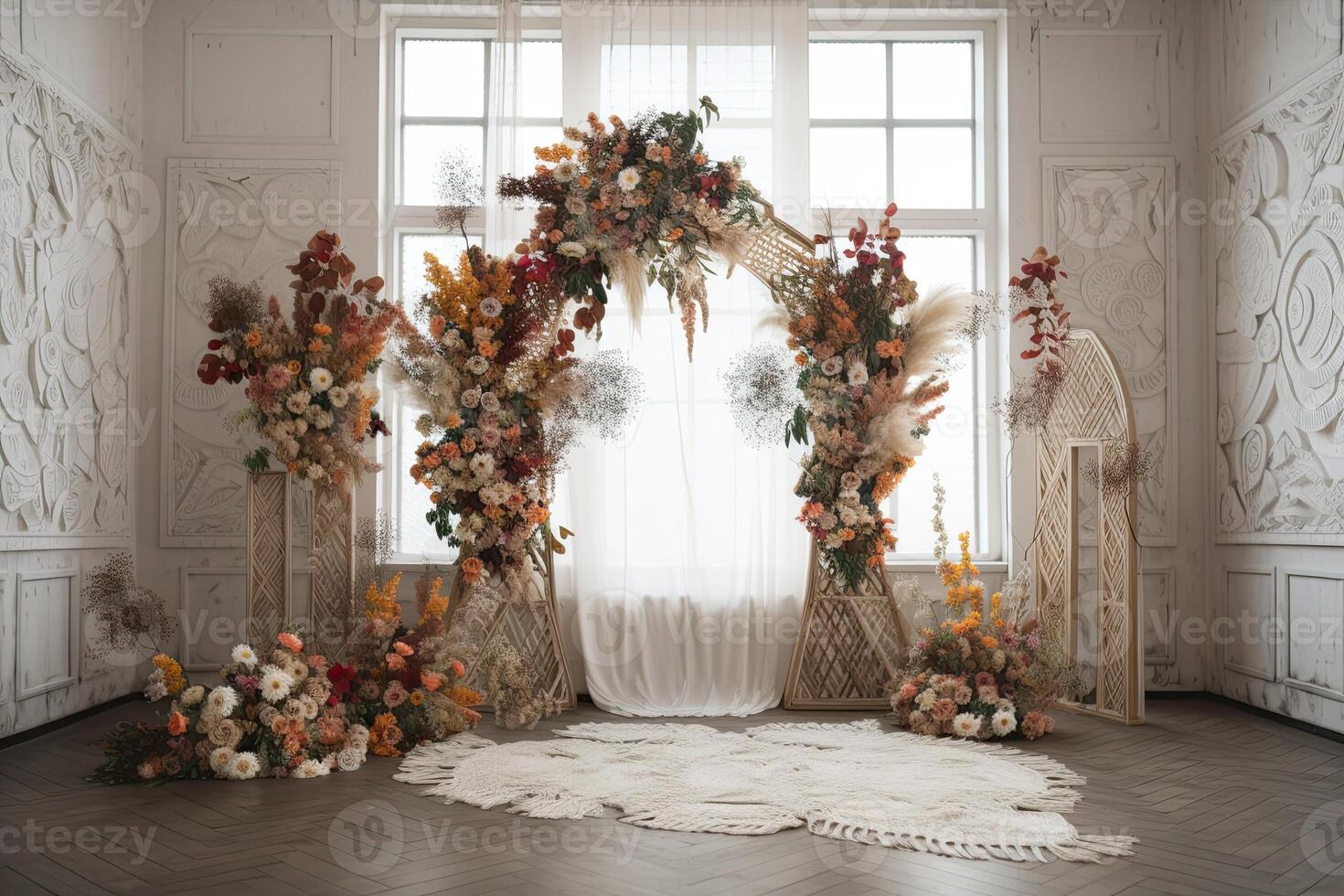 Casamento pano de fundo estético flor decoração interior estúdio fundo ai gerado foto