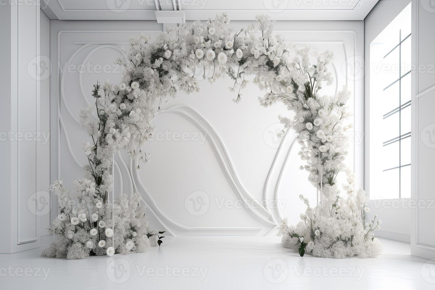 Casamento pano de fundo estético flor decoração interior estúdio fundo ai gerado foto