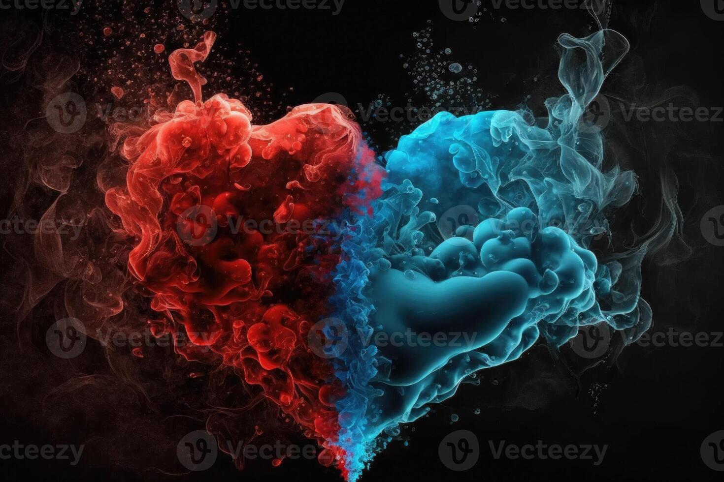 coração em forma fumaça vermelho e azul fez com generativo ai foto