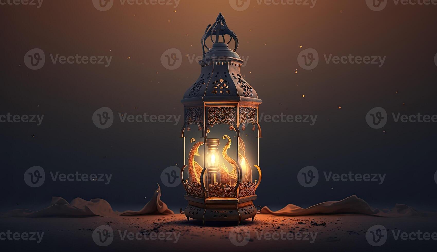 Ramadã mesquita ilustração lanterna luz vela Sombrio cinematográfico fundo ai gerado foto