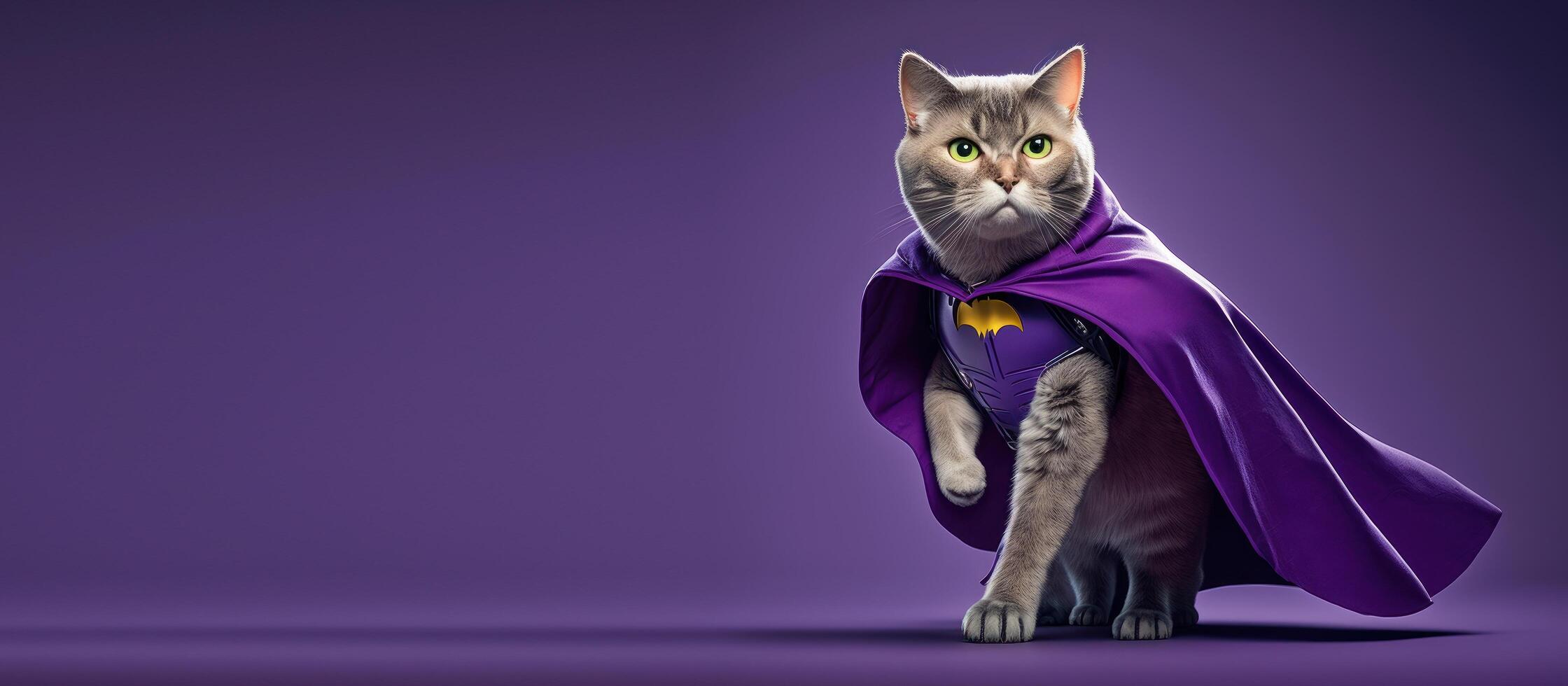 superpet gato Como Super heroi fundo com cópia de espaço. generativo ai foto