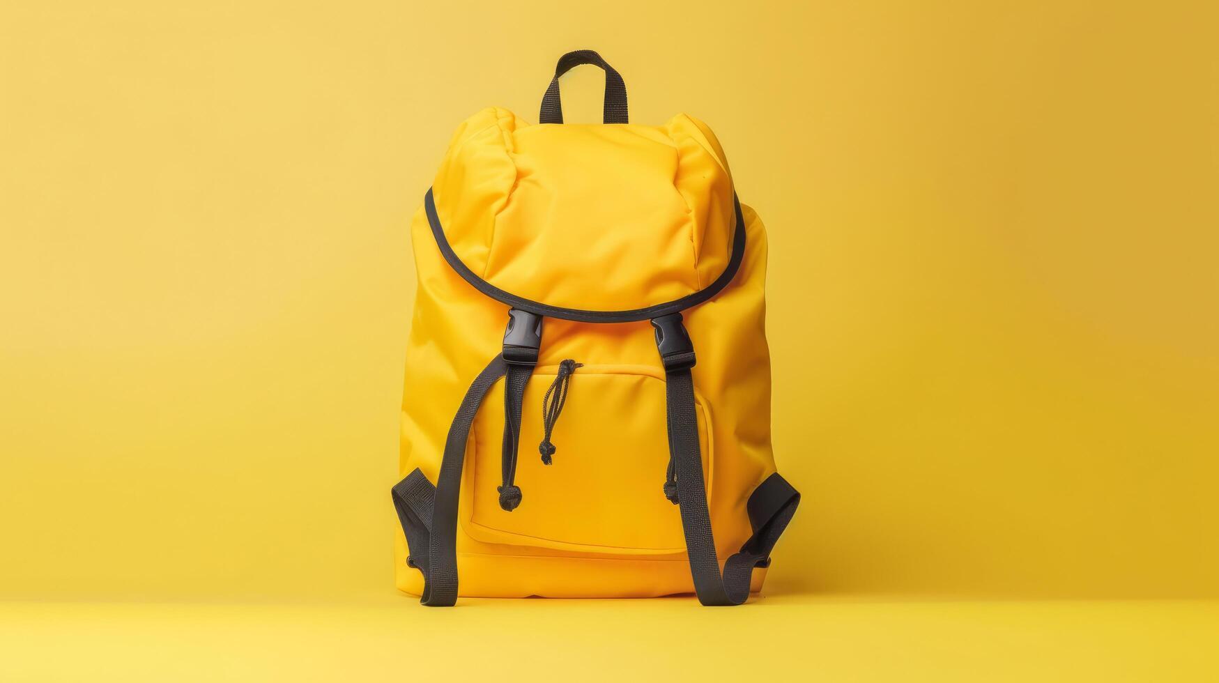 amarelo mochila. ilustração ai generativo foto