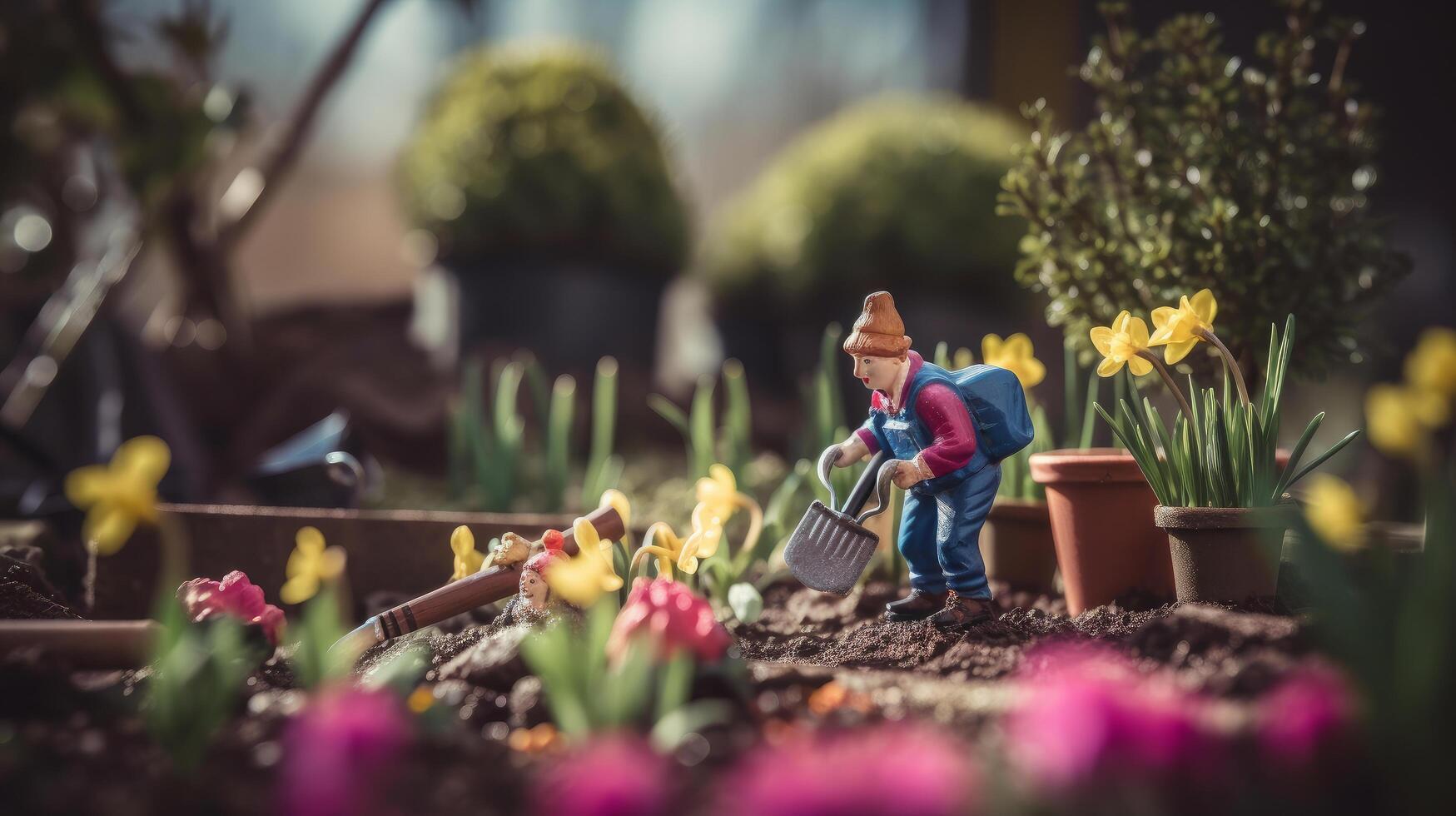 Primavera jardinagem. ilustração ai generativo foto