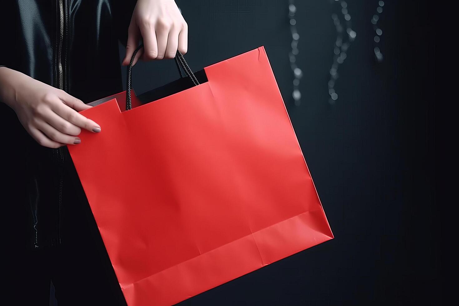 menina com em branco compras bolsa. ilustração ai generativo foto