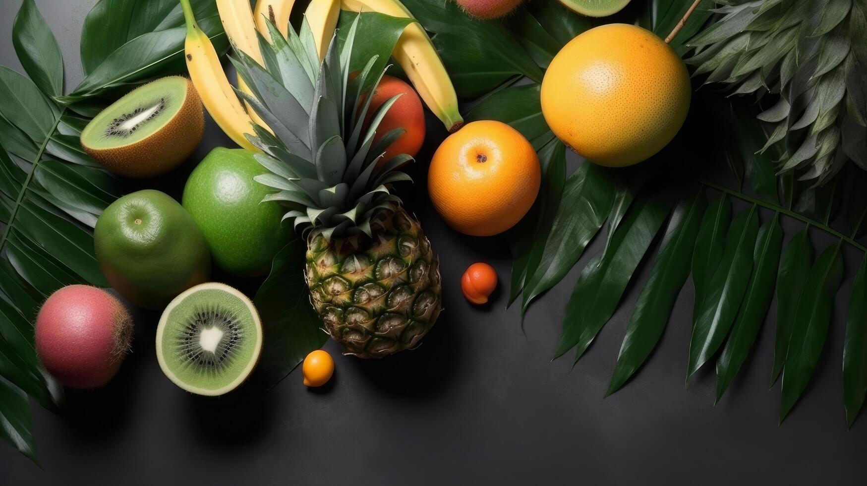tropical fruta fundo. ilustração ai generativo foto