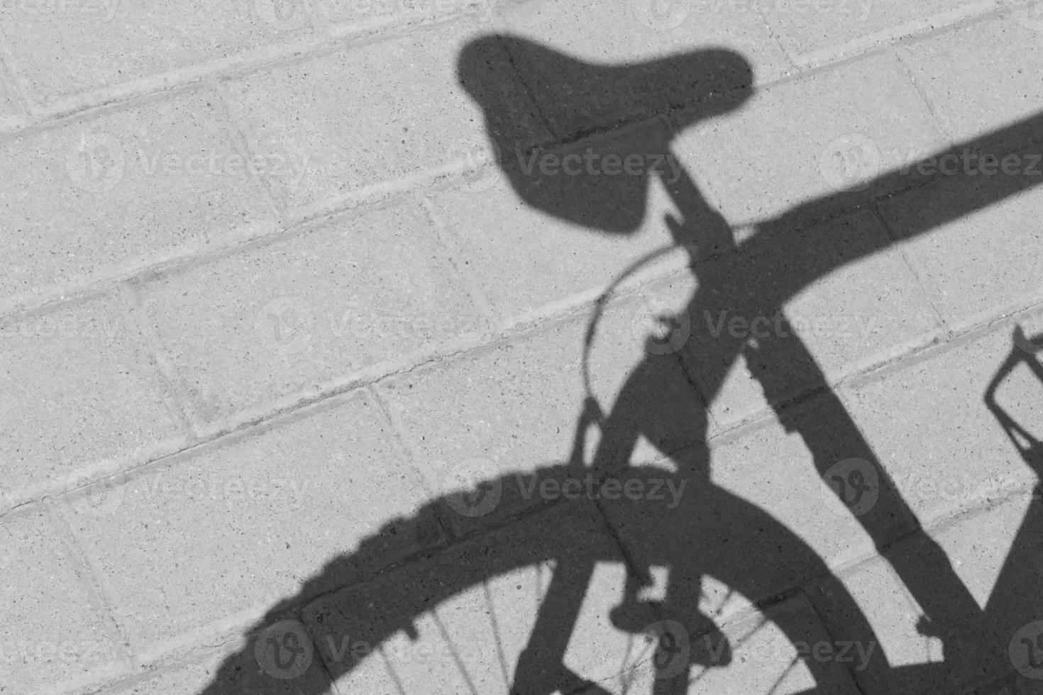 Preto e branco foto do sombra do costas parte do bicicleta