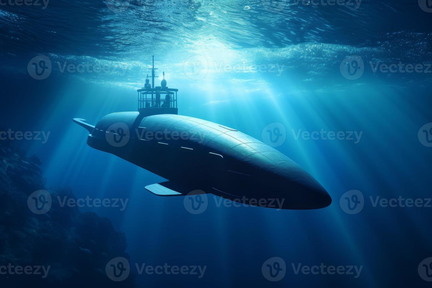 submarino dentro azul água. gerar ai foto