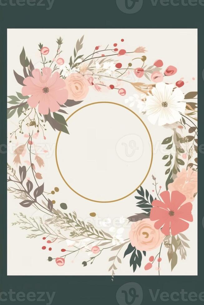 colorida simples floral decoração ilustração fundo modelo, criativo arranjo do natureza e flores Boa para bandeira, Casamento cartão convite rascunho, aniversário, saudações, e Projeto elemento. foto