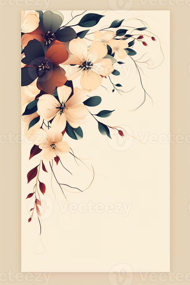 colorida simples floral decoração ilustração fundo modelo, criativo arranjo do natureza e flores Boa para bandeira, Casamento cartão convite rascunho, aniversário, saudações, e Projeto elemento. foto