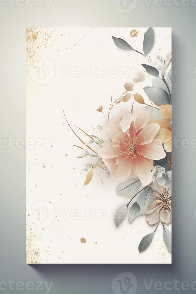 colorida simples floral decoração ilustração fundo modelo, criativo arranjo do natureza e flores Boa para bandeira, Casamento cartão convite rascunho, aniversário, saudações, e Projeto elemento. foto