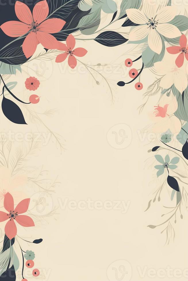 colorida simples floral decoração ilustração fundo modelo, criativo arranjo do natureza e flores Boa para bandeira, Casamento cartão convite rascunho, aniversário, saudações, e Projeto elemento. foto