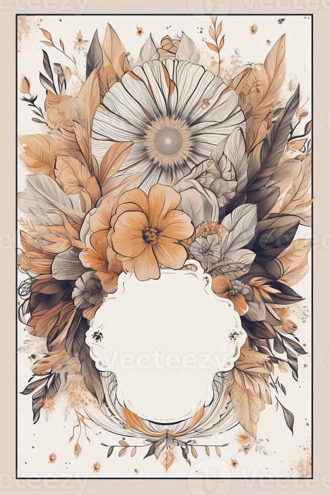 colorida simples floral decoração ilustração fundo modelo, criativo arranjo do natureza e flores Boa para bandeira, Casamento cartão convite rascunho, aniversário, saudações, e Projeto elemento. foto