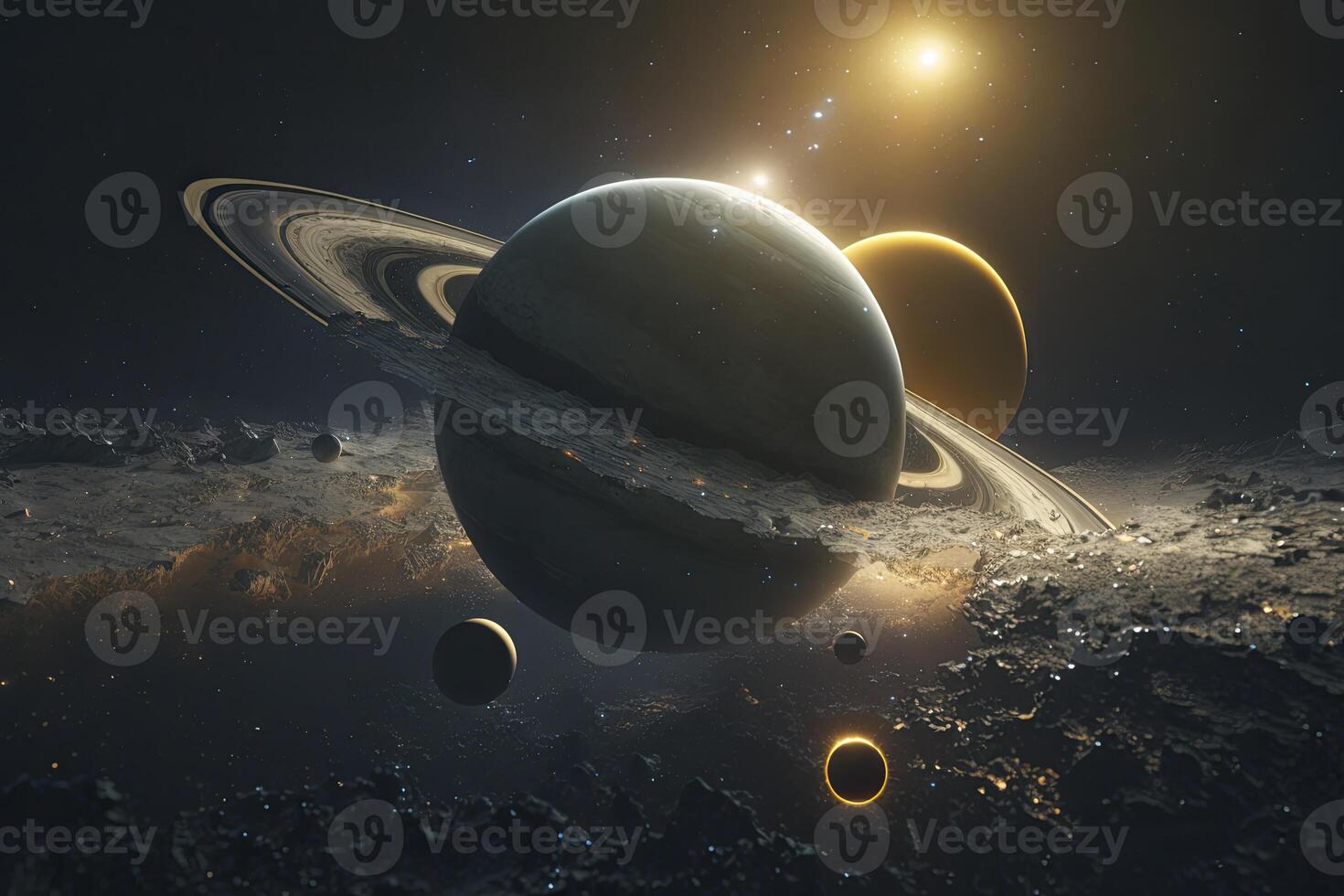 espaço cena com planetas. generativo ai foto