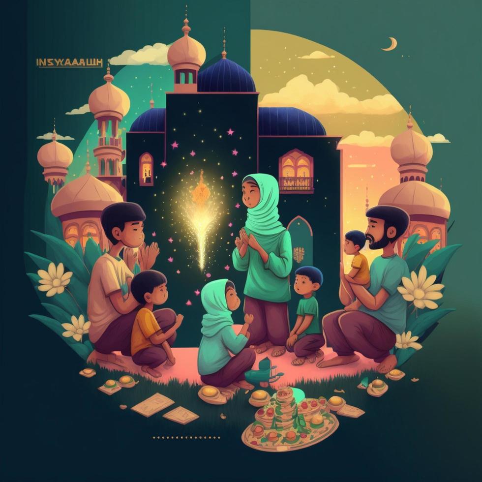 ramzan Mubarak feliz Ramadã eid festivo ai gerado foto