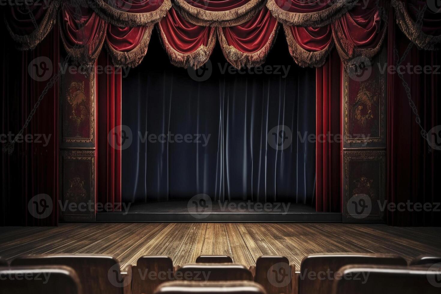 vintage teatro estágio, criada com generativo ai foto