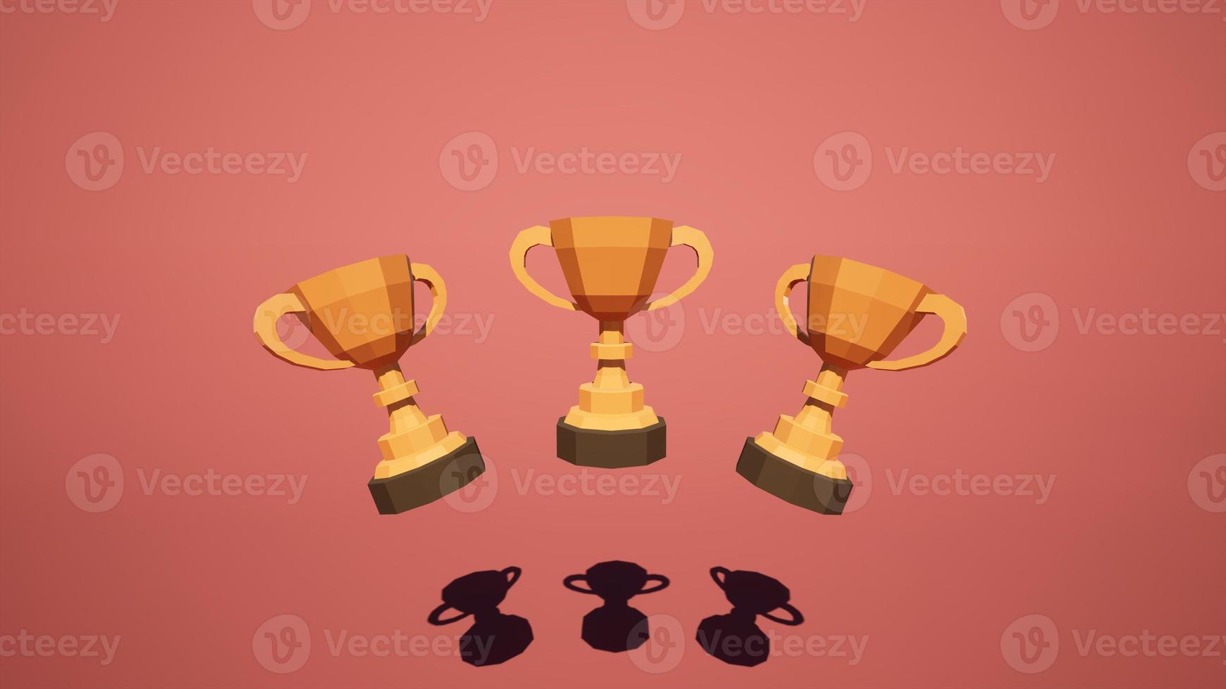 dourado troféu em uma vermelho fundo vitória conceito, prêmio, meta, trabalhos duro, a resultado do uma comprometimento para sucesso, imagens para inspiração equipe motivação corrida uma bem sucedido negócios,3d ilustração foto